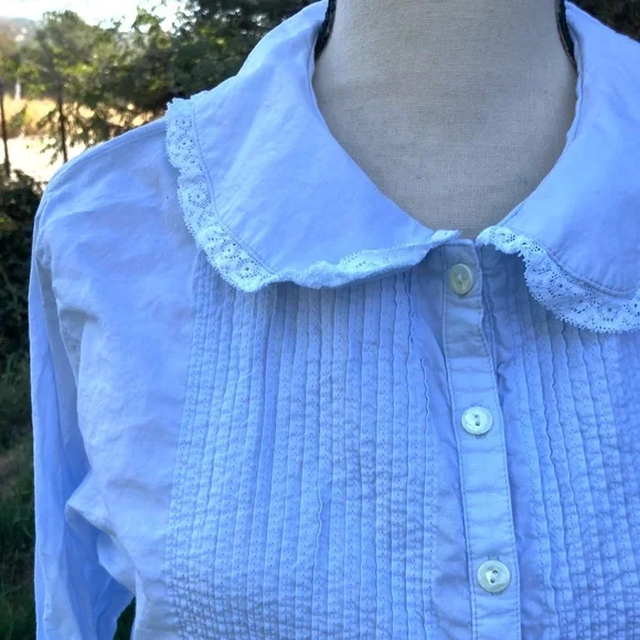 Vintage 90s Laura Ashley Long Sleeve FullLength Cotton Nightgown Dress L - Picture 8 of 8